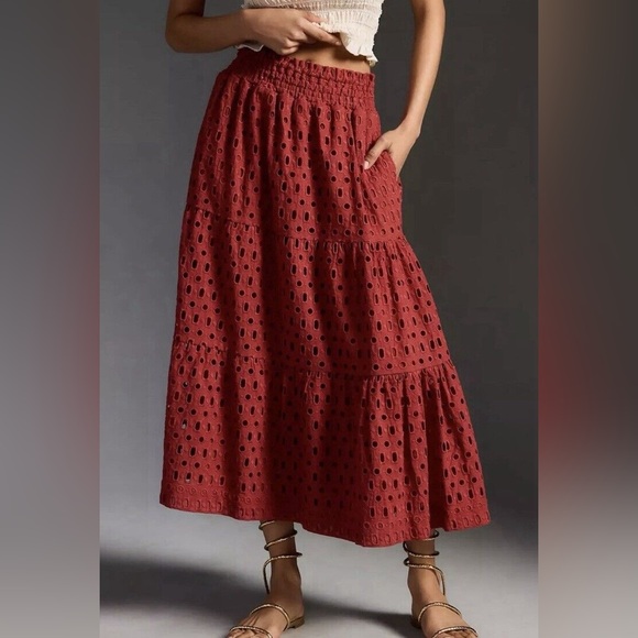 Anthropologie Somerset maxi skirt eyelet edition XSP - Picture 2 of 4
